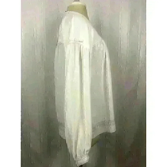 NWT! Joie Mirna Size S Gathered Crepe Porcelain Blouse 1/4 Button Balloon Sleeve - Picture 3 of 11